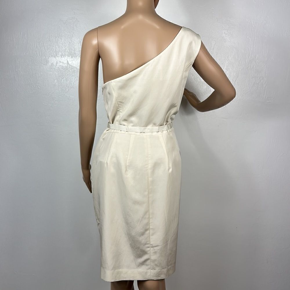 Glint One Ivory Shoulder Cotton Silk Blend Cocktail Dress Size 14 - Picture 7 of 13